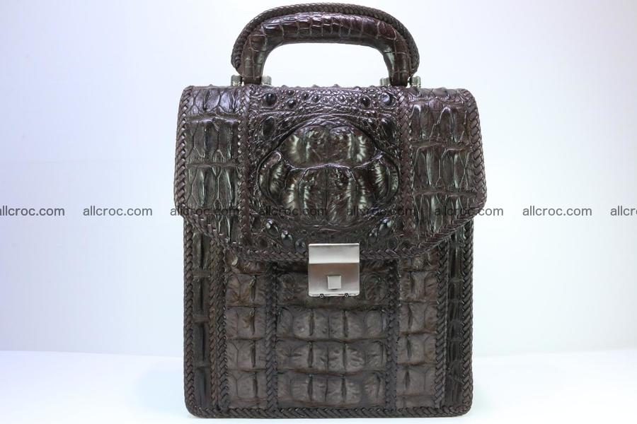 Crocodile skin messenger bag braided edges 138