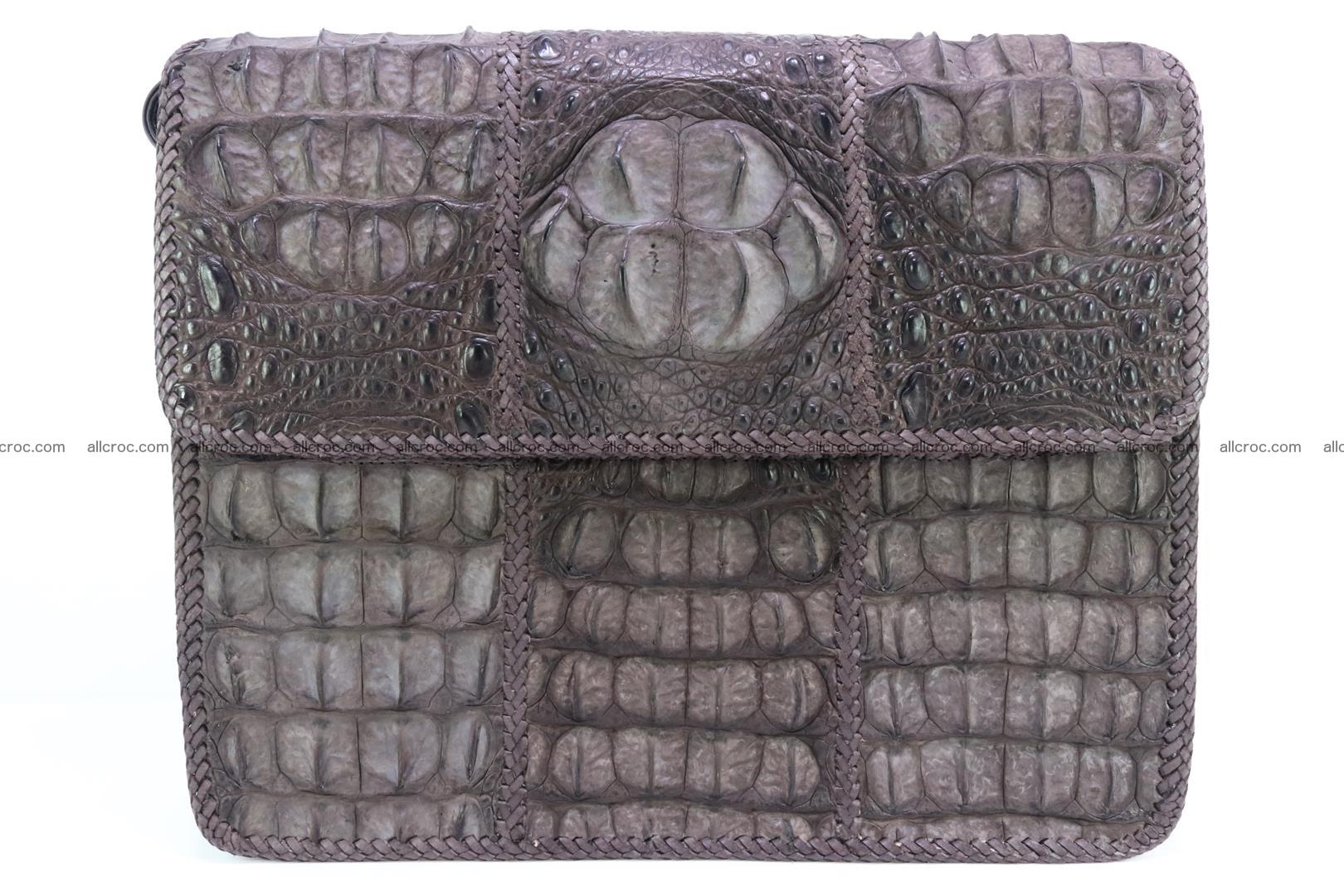 Crocodile skin shoulder bag with braided edges 145 Foto 0