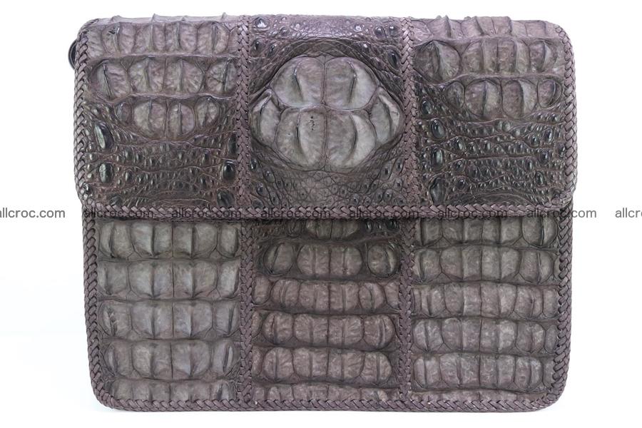 Crocodile skin shoulder bag with braided edges 145