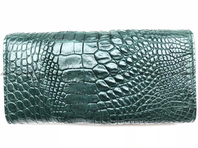 Genuine Crocodile skin trifold wallet, long wallet for women from Horn-back part of Siamese crocodile skin 478