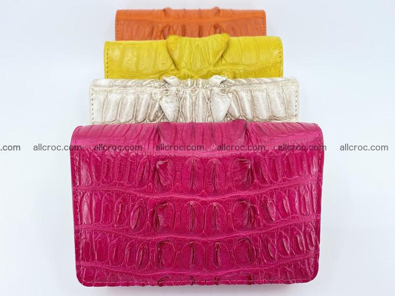 Genuine siamese crocodile leather wallet for women with pocket for coins Siamese crocodile skin tail part yellow color