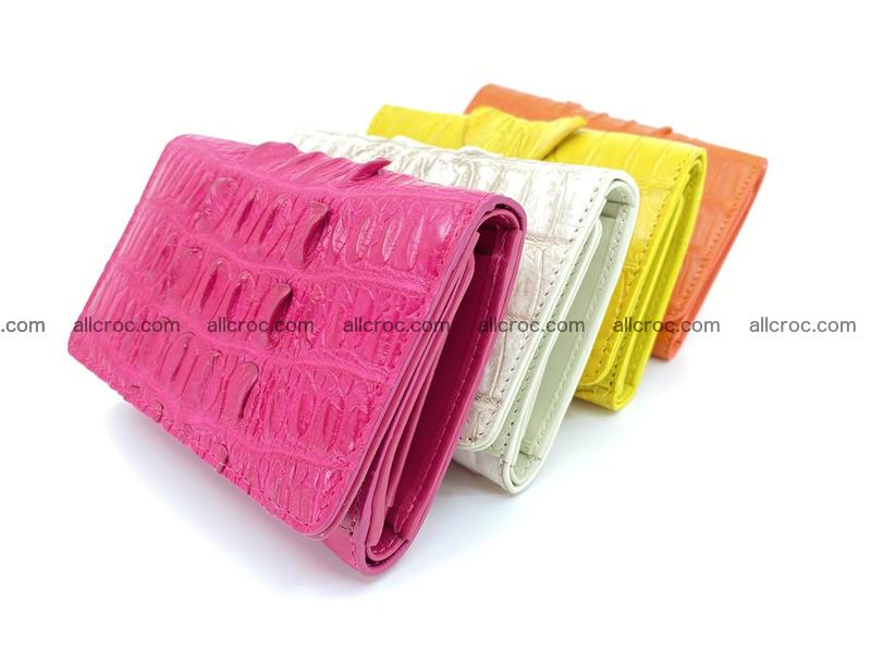Genuine siamese crocodile leather wallet for women with pocket for coins Siamese crocodile skin tail part orange color