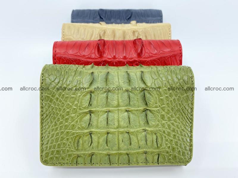 Genuine Siamese crocodile skin wallet for women with pocket for coins, gray color, tail part of crocodile skin
