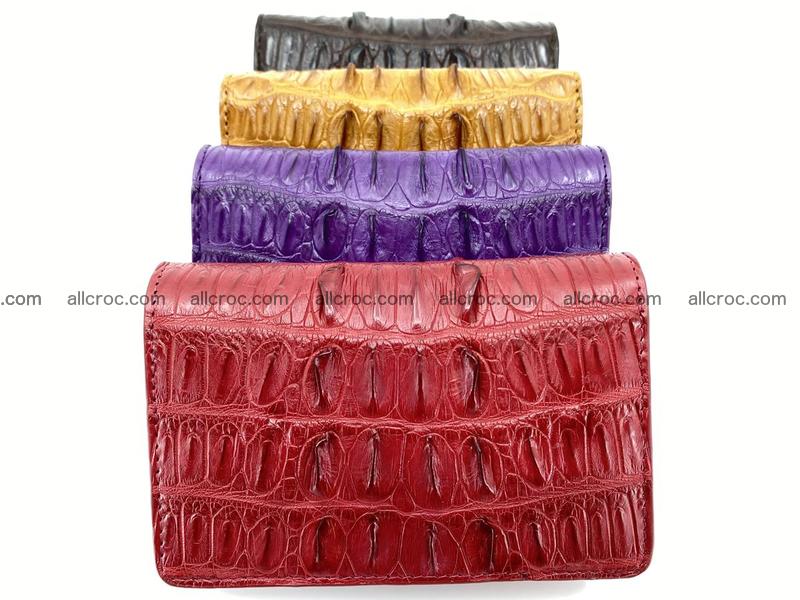 Genuine Siamese crocodile skin wallet for women with coin purse, wine color, tail part of crocodile skin