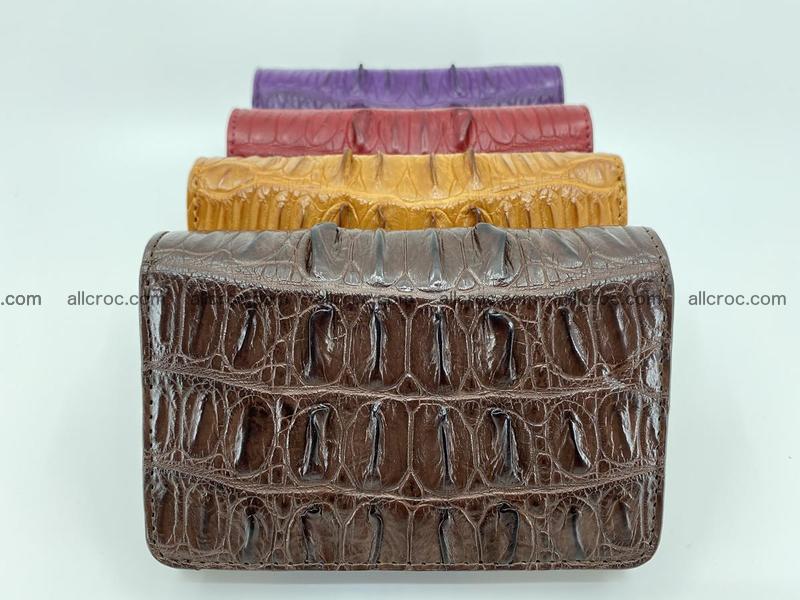 Genuine Siamese crocodile skin wallet for women with coin purse, coffee color, tail part of crocodile skin