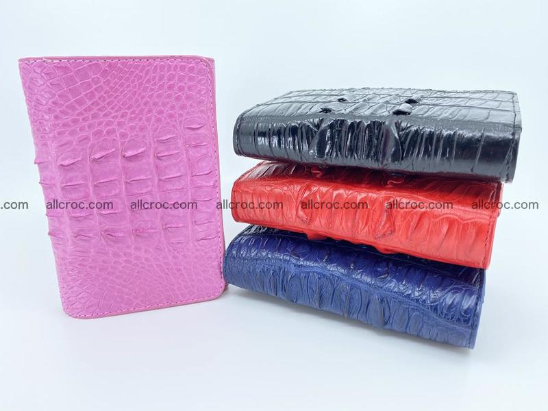 Genuine Siamese crocodile skin wallet for women with coin purse, fuchsia color, tail part of crocodile skin