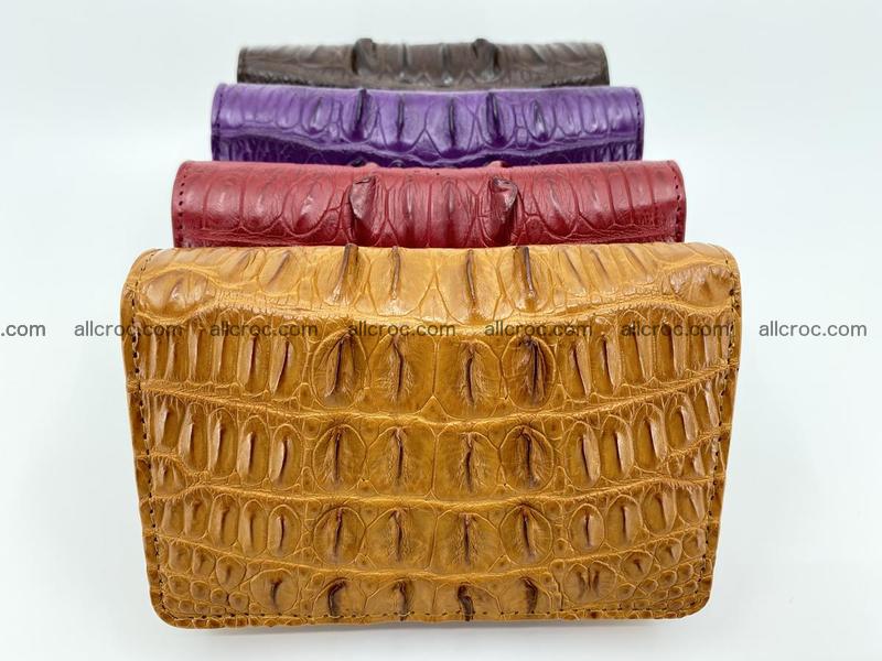 Genuine Siamese crocodile skin wallet for women with coin purse, light brown color, tail part of siamese crocodile skin