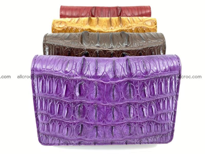 Genuine Siamese crocodile skin wallet for women with coin purse, violet color, tail part of crocodile skin