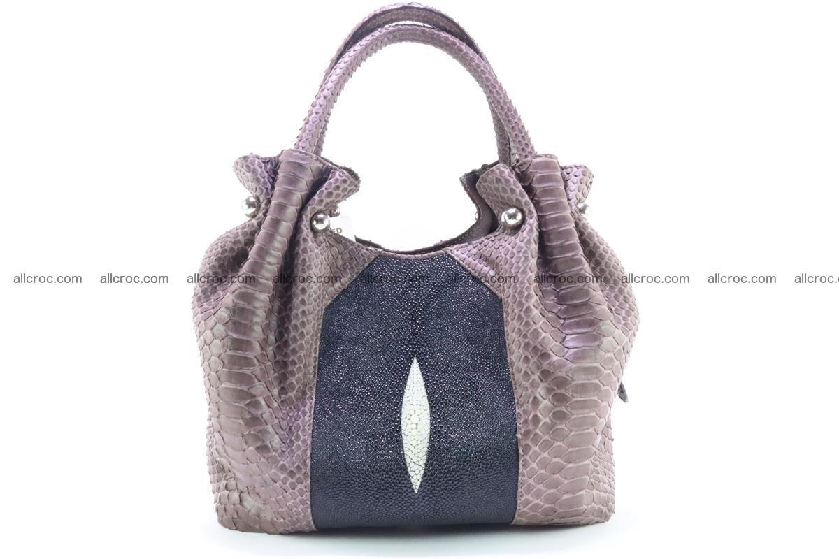 Handbag for women from genuine python and stingray leather 256 Foto 0