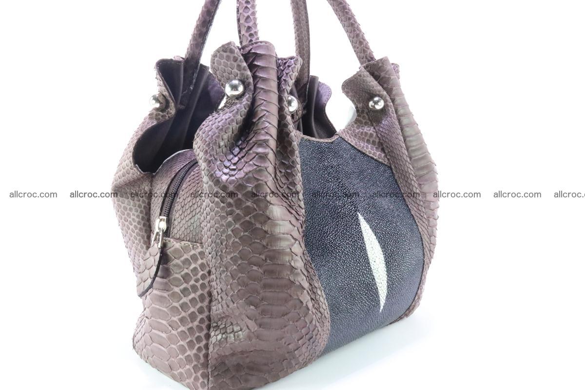 Handbag for women from genuine python and stingray leather 256 Foto 4