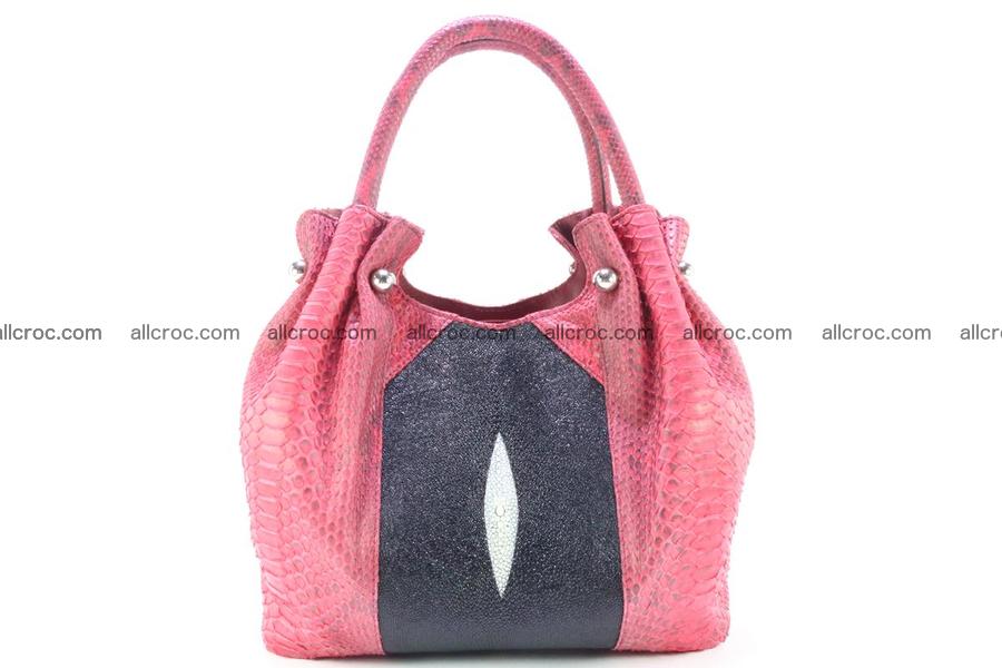 Handbag for women from genuine python and stingray leather 257