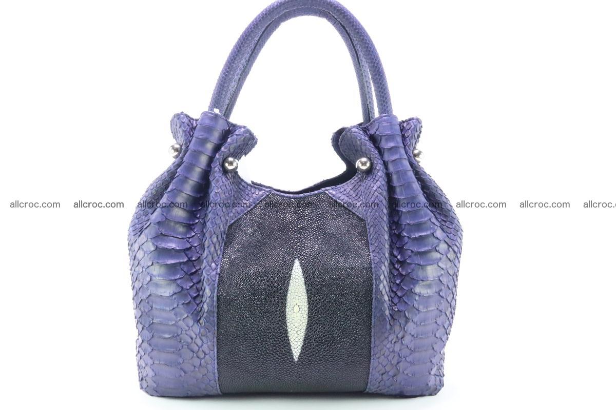 Handbag for women from genuine python and stingray leather 258 Foto 0