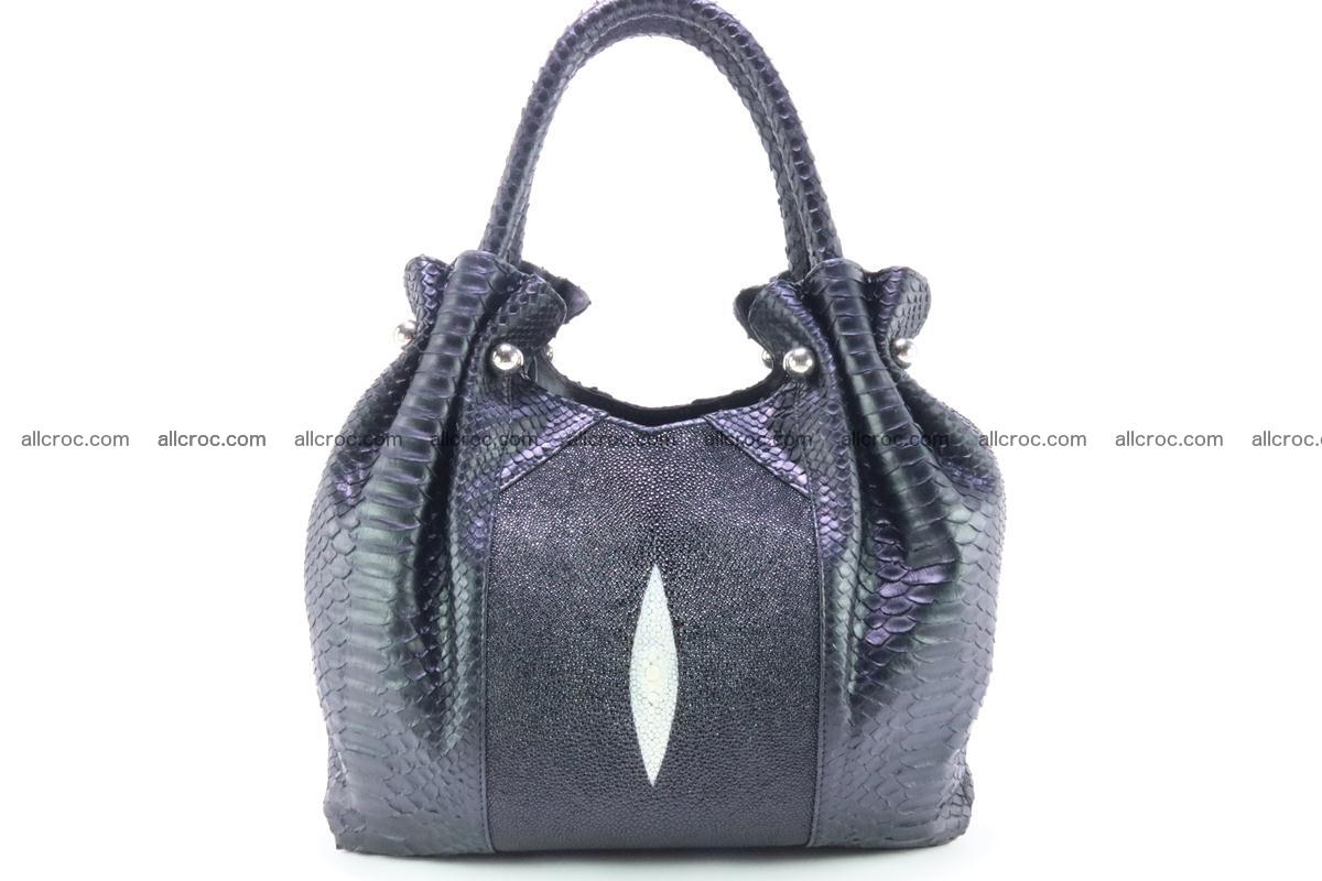 Handbag for women from genuine python and stingray leather 259 Foto 0