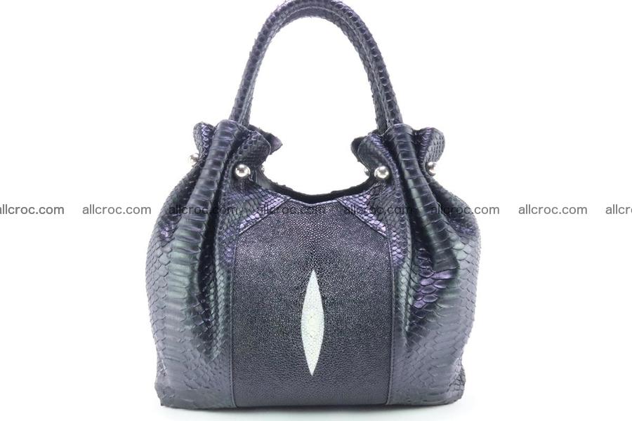 Handbag for women from genuine python and stingray leather 259