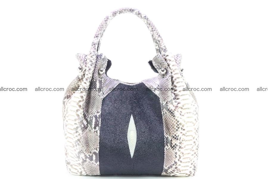 Handbag for women from genuine python and stingray leather 260