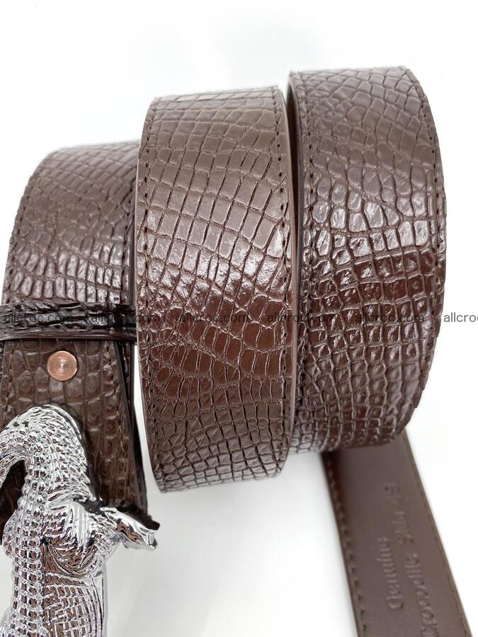 Handcrafted Crocodile leather belt 759 Foto 5