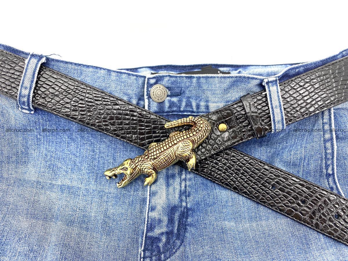 Handcrafted Crocodile leather belt 770 Foto 10