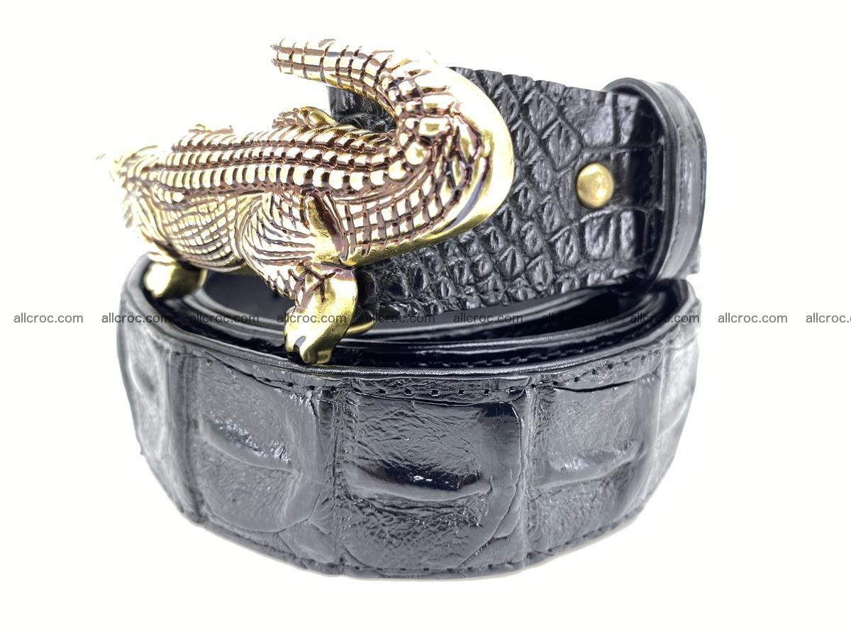 Handcrafted Crocodile leather hornback belt 762 Foto 1