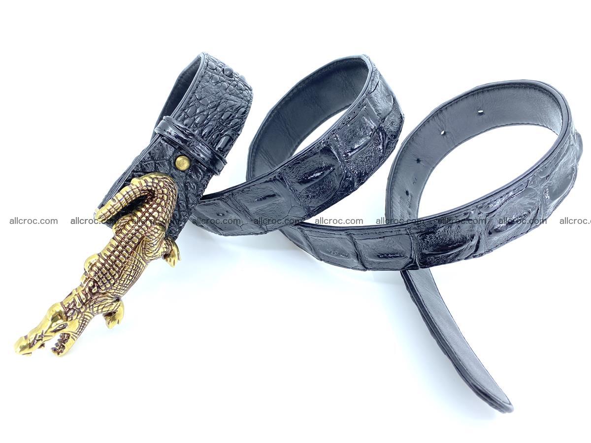 Handcrafted Crocodile leather hornback belt 762 Foto 6