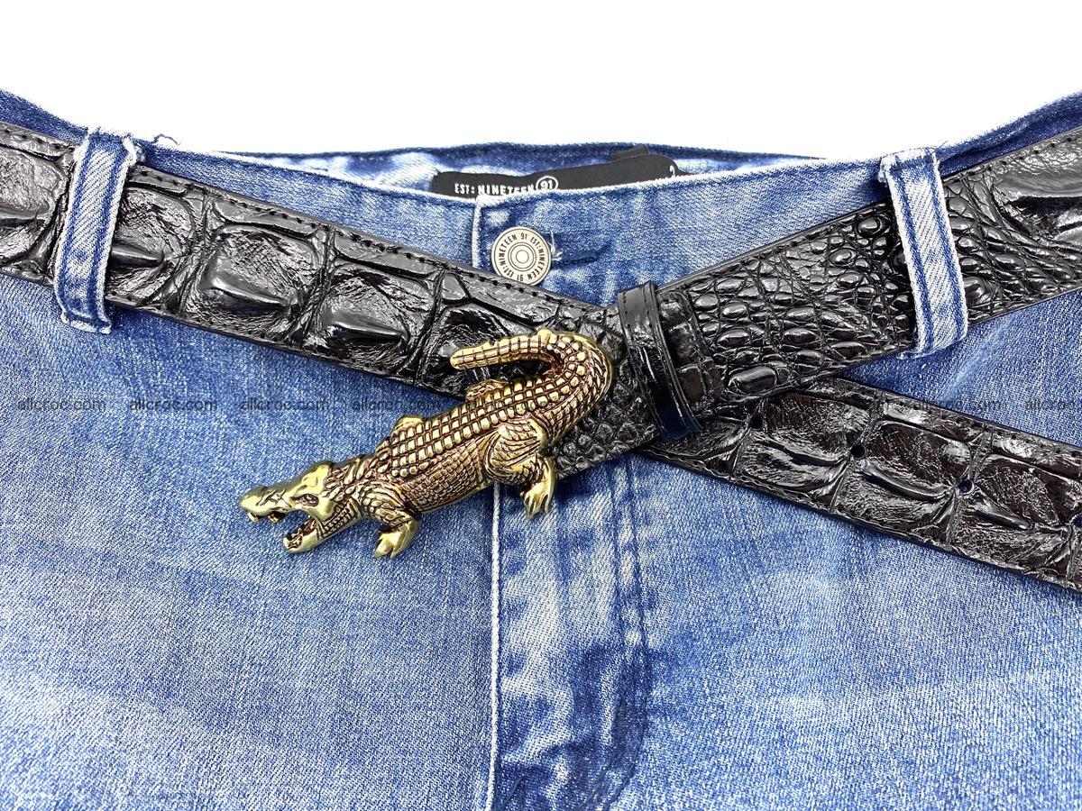 Handcrafted Crocodile leather hornback belt 762 Foto 9