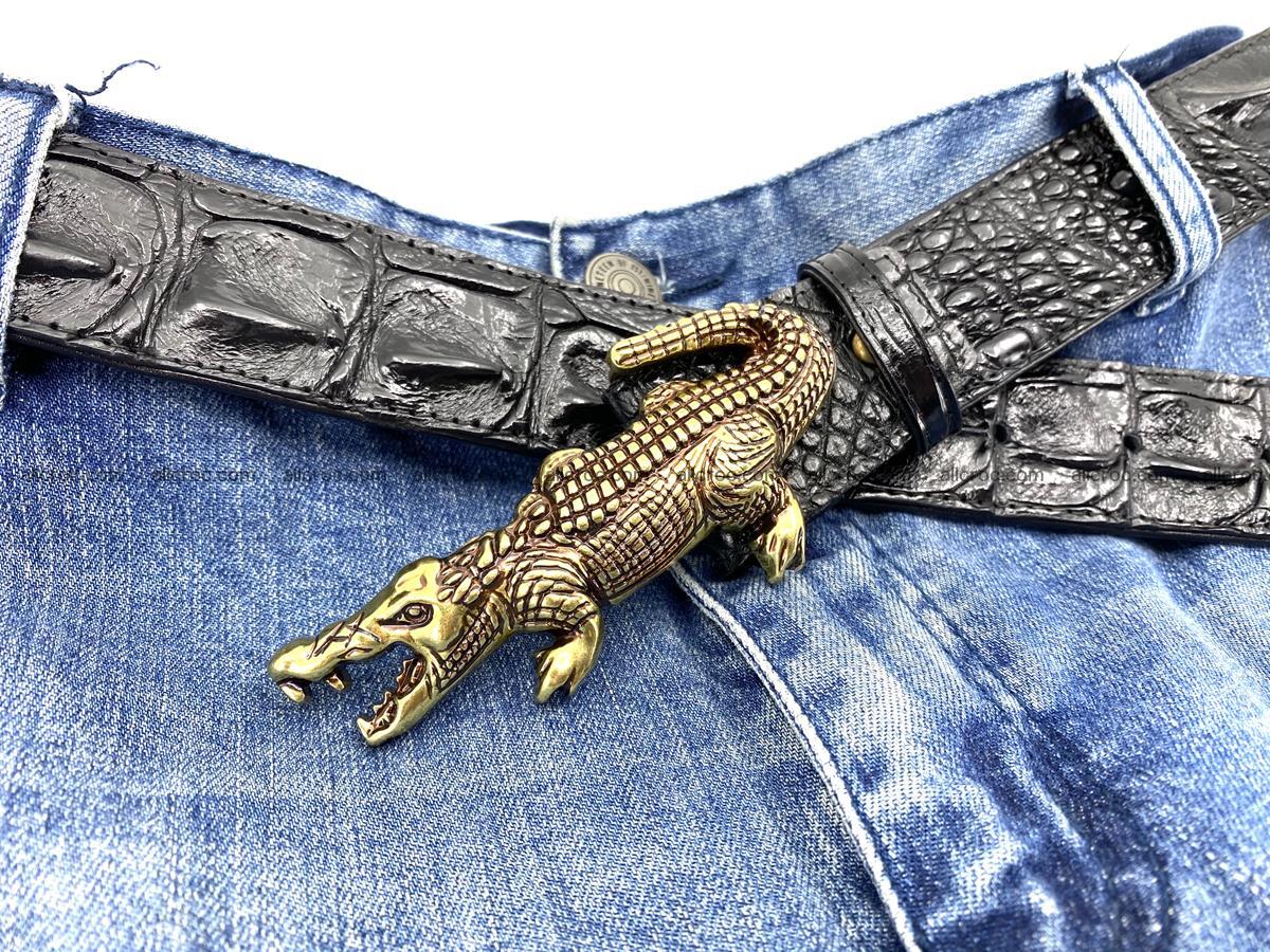 Handcrafted Crocodile leather hornback belt 762 Foto 10