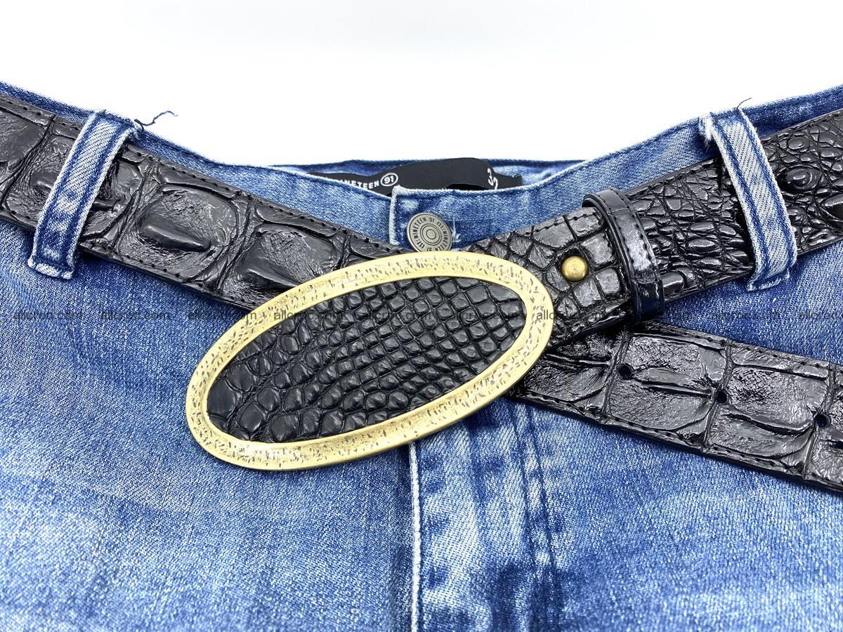 Handcrafted Crocodile leather hornback belt 801 Foto 6