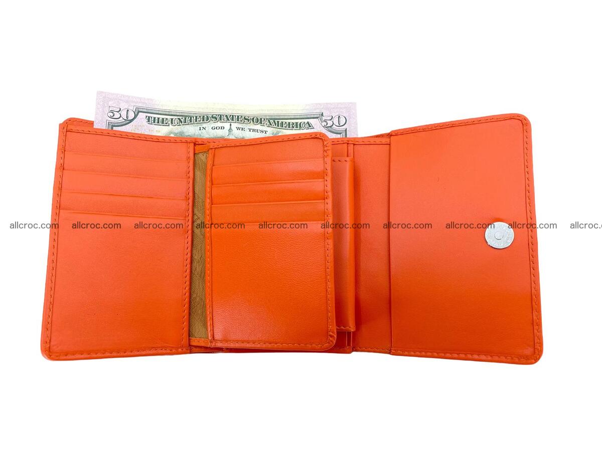 Handcrafted crocodile skin trifold wallet with coin compartment 1793 Foto 4