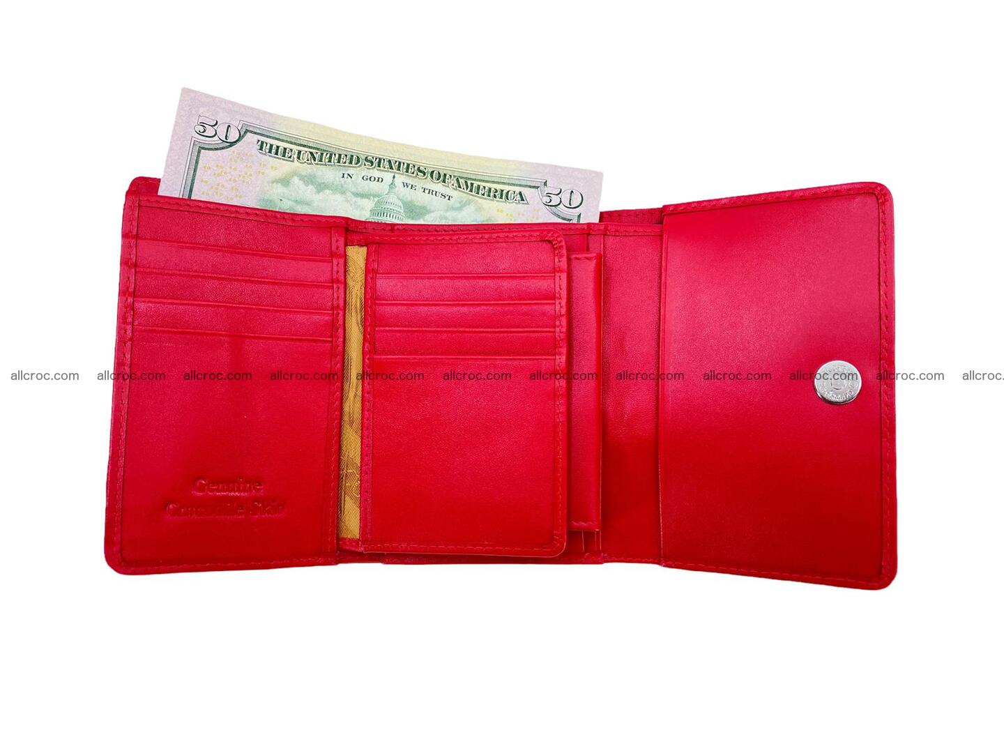 Handcrafted crocodile skin trifold wallet with coin pocket for women 1818 Foto 4