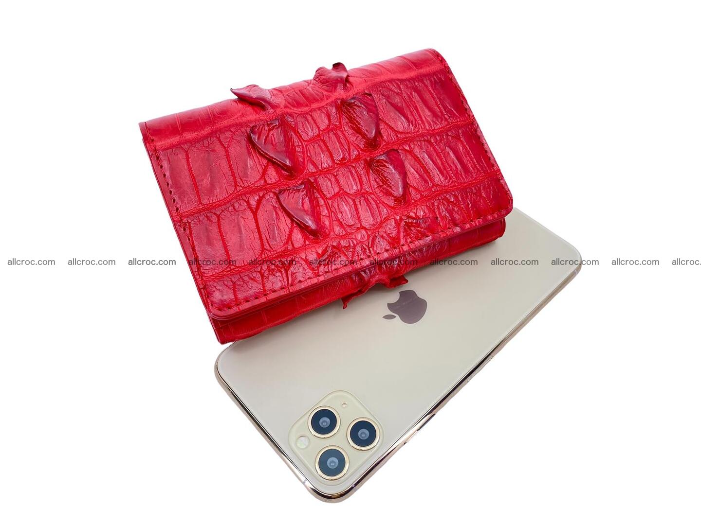Handcrafted crocodile skin trifold wallet with coin pocket for women 1818 Foto 3