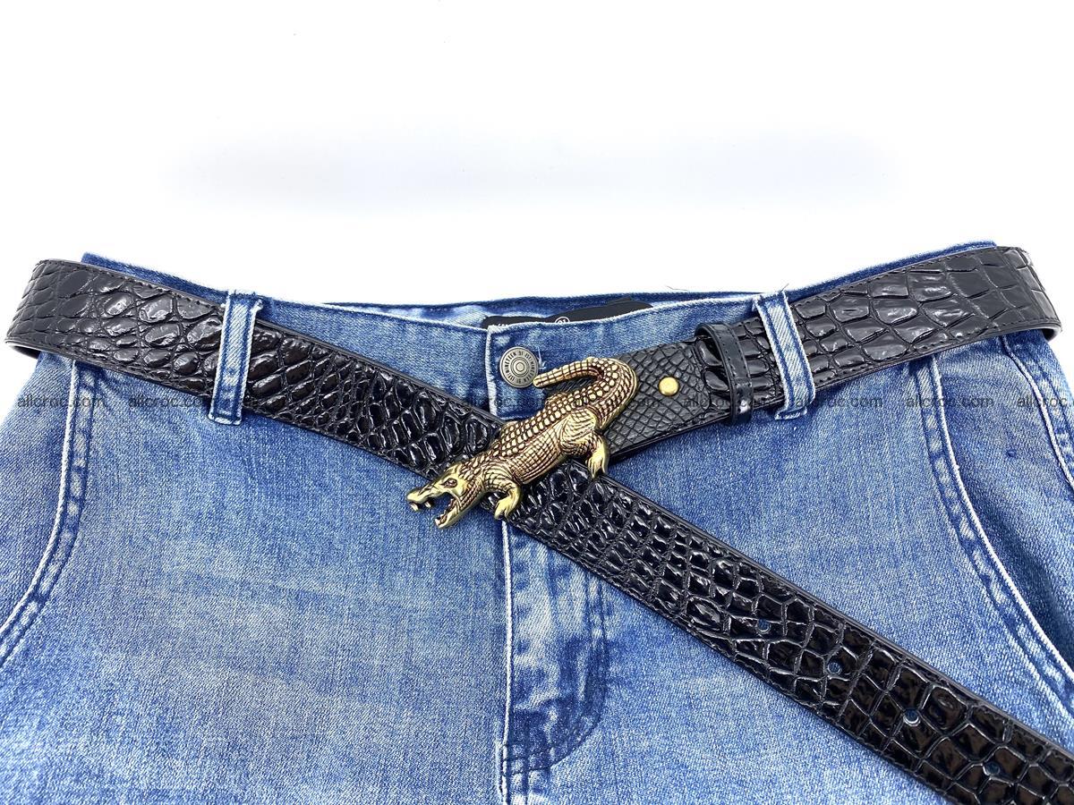 Handcrafted Crocodile leather belt 769 Foto 9