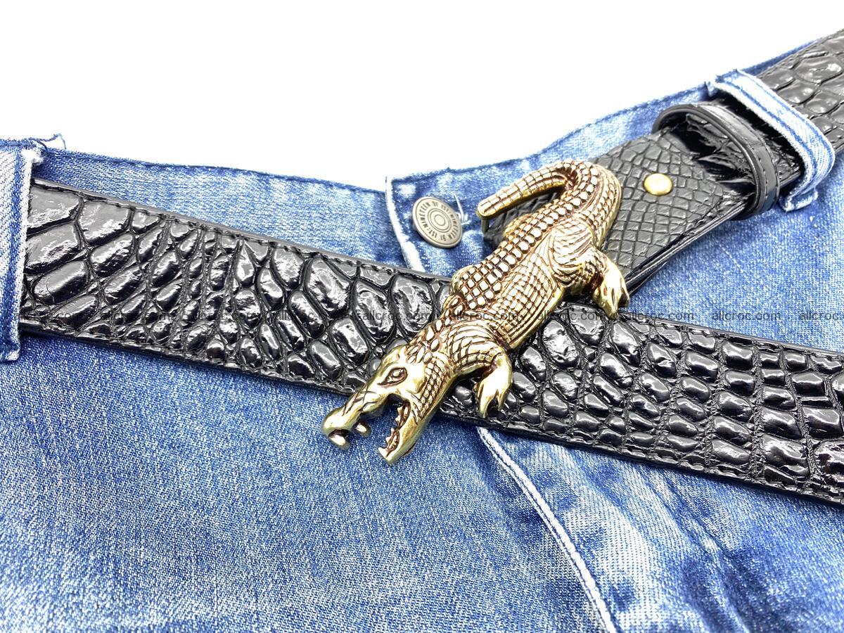 Handcrafted Crocodile leather belt 769 Foto 11