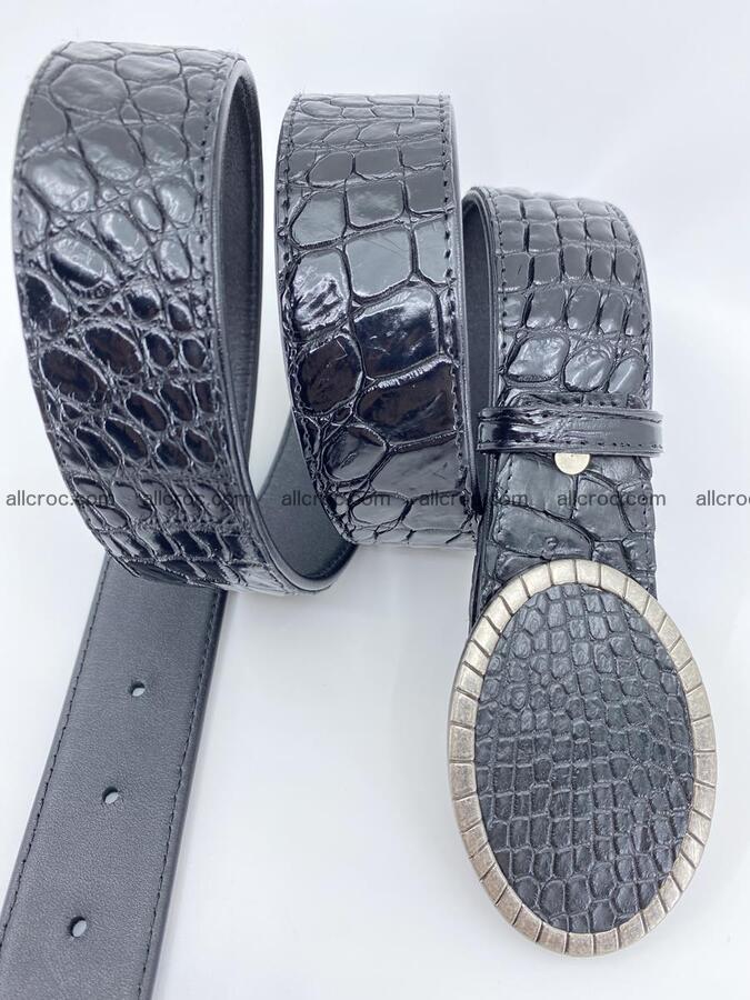 Handcrafted Crocodile leather belt 775 Foto 2