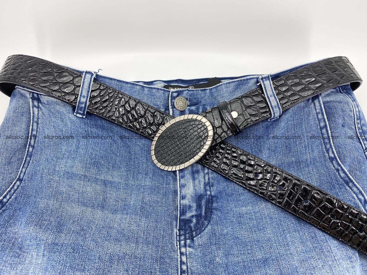 Handcrafted Crocodile leather belt 775 Foto 6
