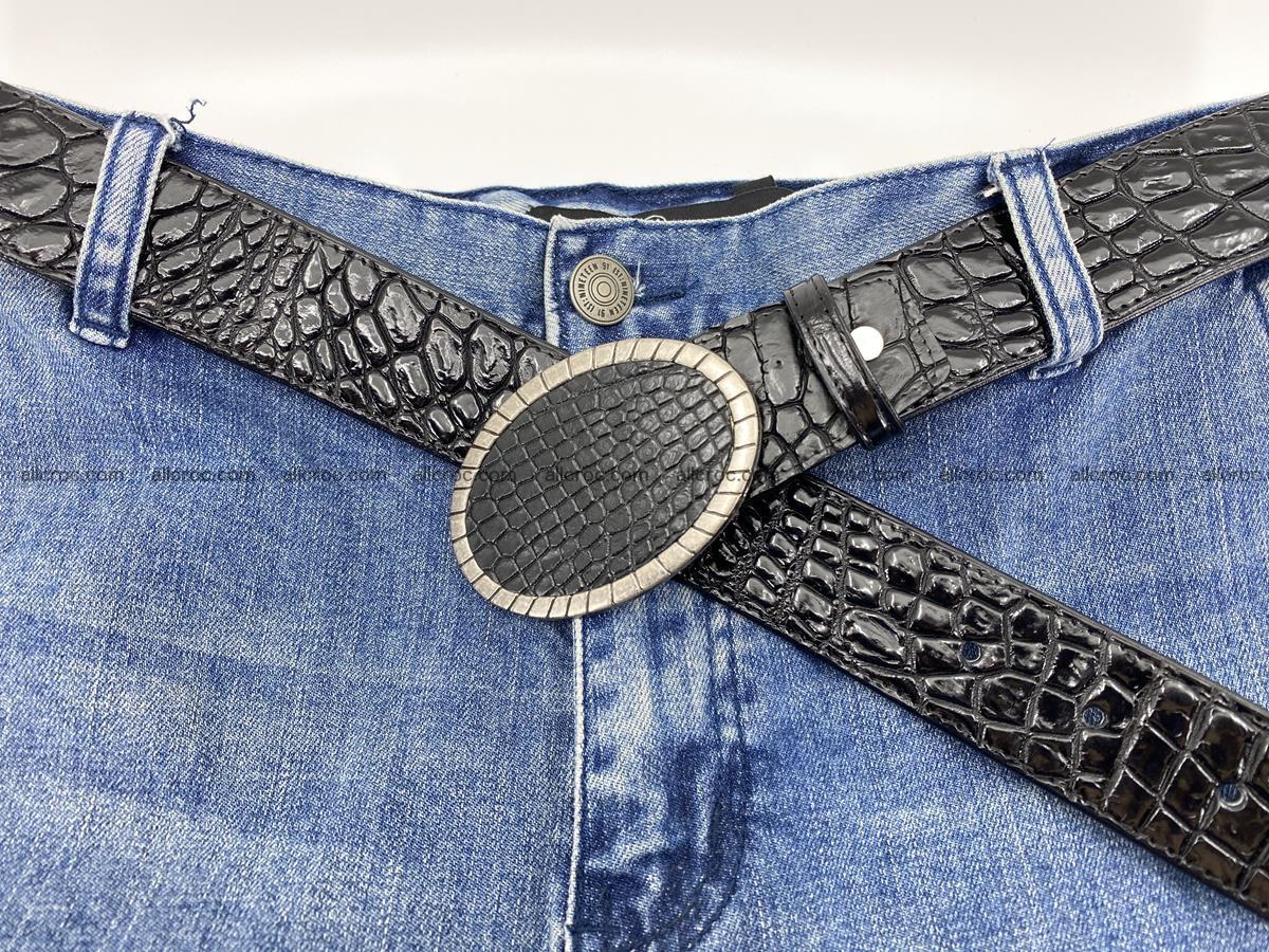 Handcrafted Crocodile leather belt 775 Foto 7
