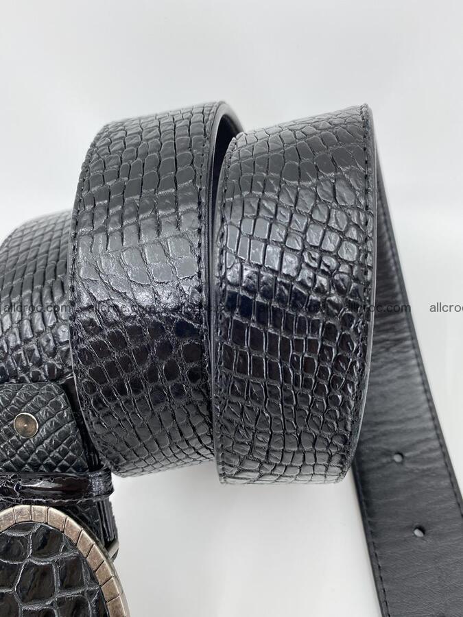 Handcrafted Crocodile leather belt 776 Foto 3