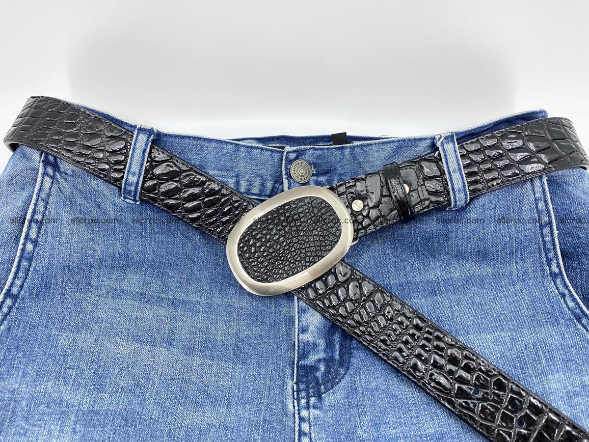 Handcrafted Crocodile leather belt 792 Foto 7