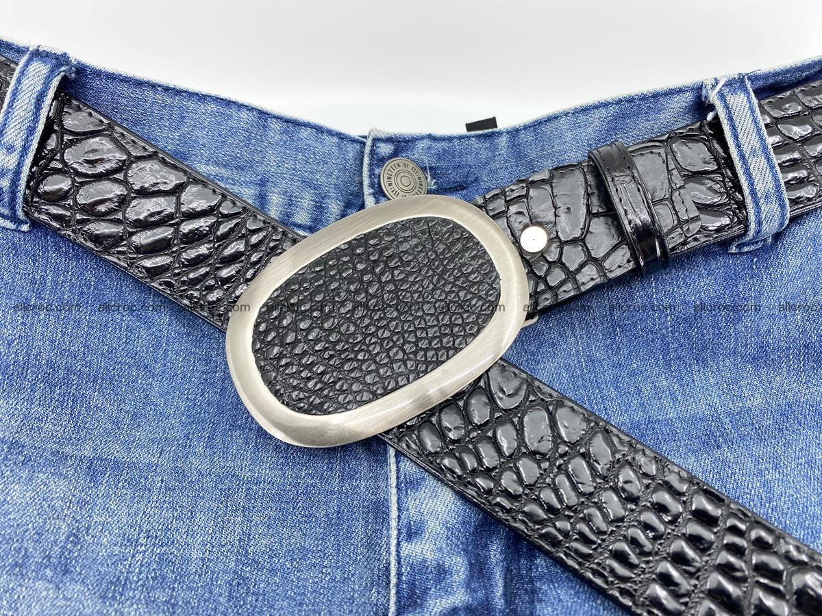 Handcrafted Crocodile leather belt 792 Foto 8