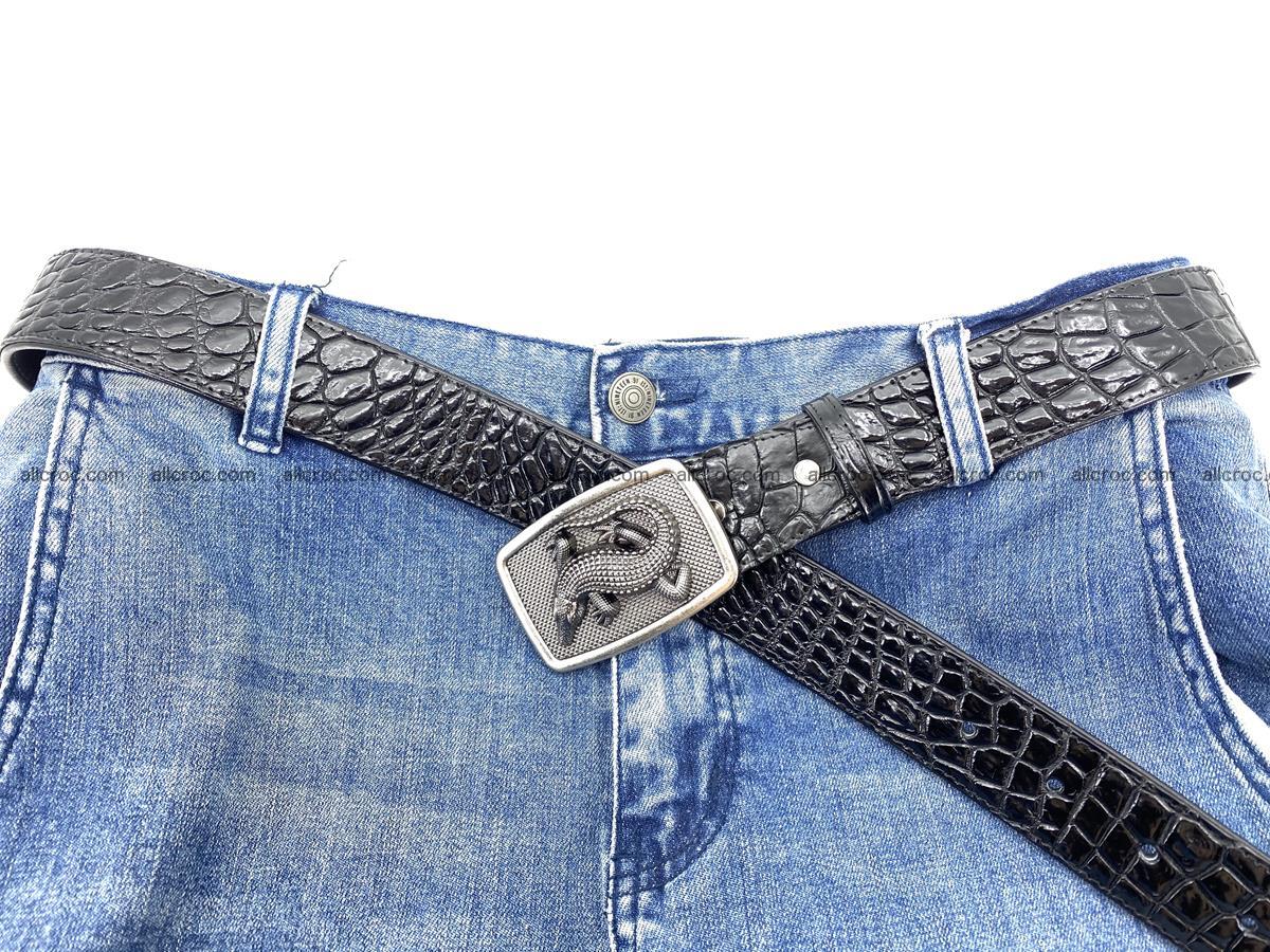 Handcrafted Crocodile leather belt 811 Foto 5