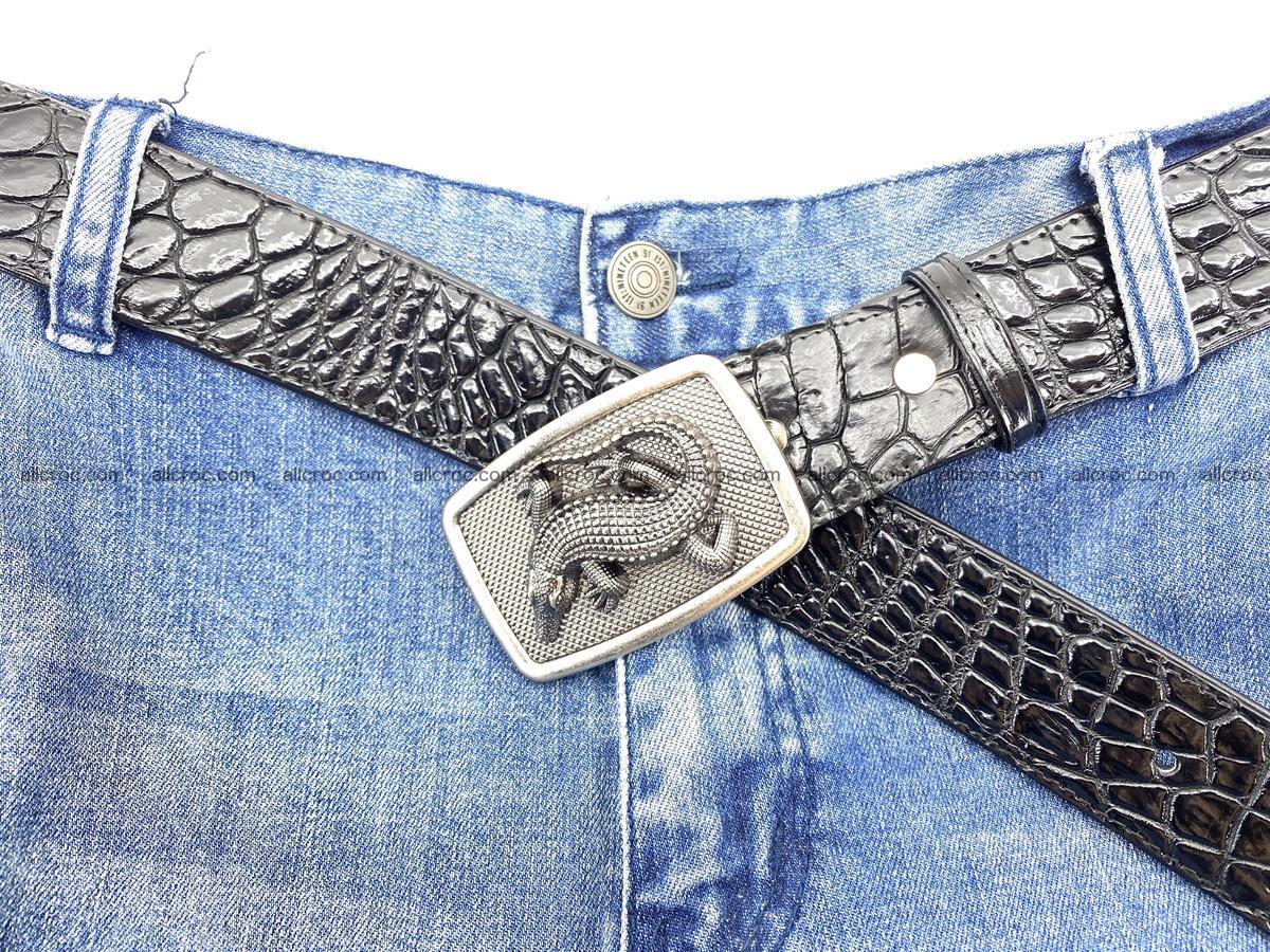 Handcrafted Crocodile leather belt 811 Foto 6