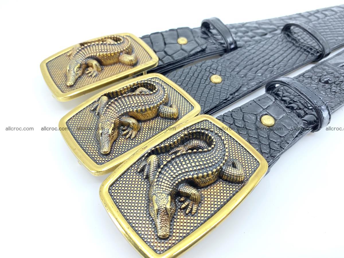 Handcrafted Crocodile leather belt 817 Foto 7