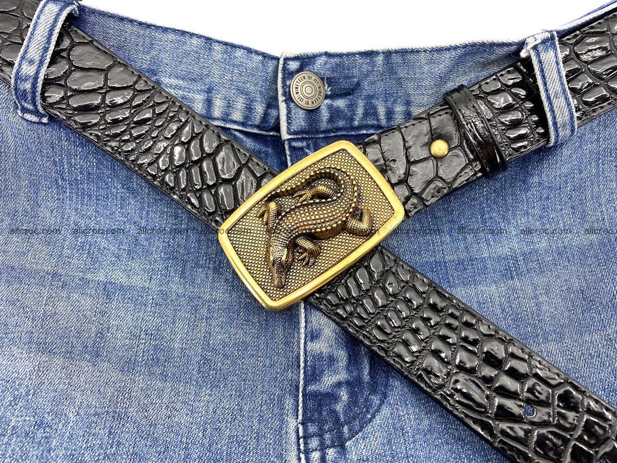 Handcrafted Crocodile leather belt 815 Foto 5