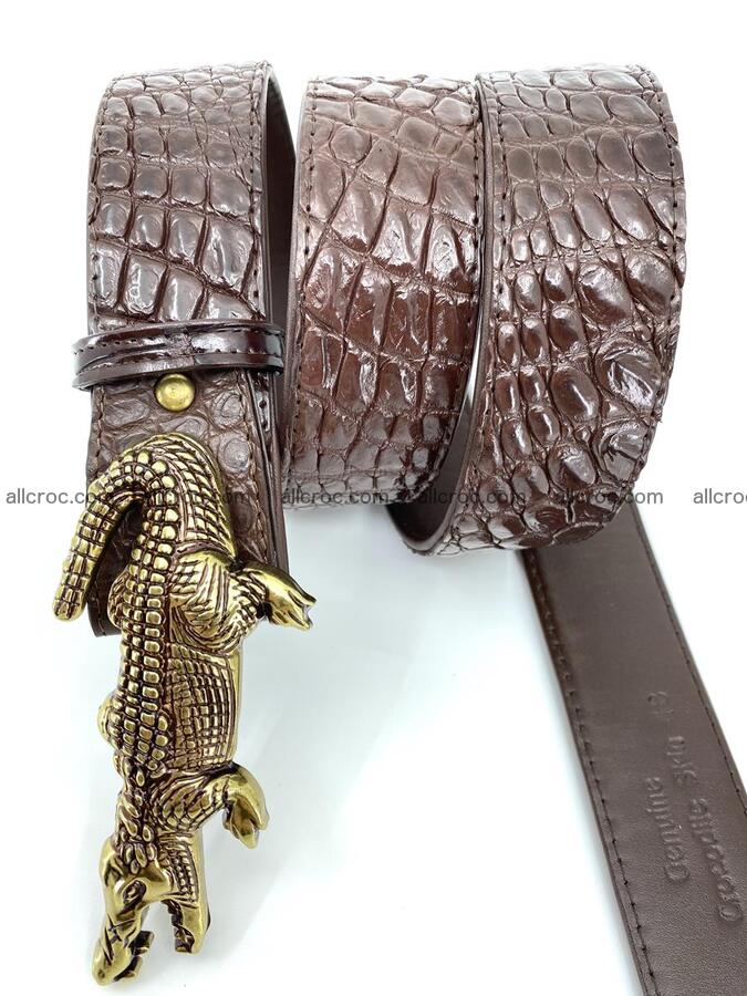 Handcrafted Crocodile leather belt 757 Foto 3