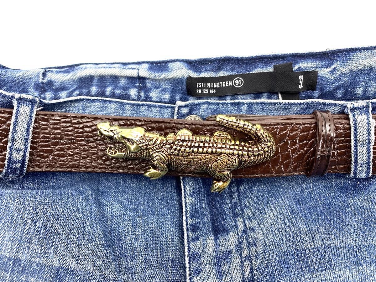 Handcrafted Crocodile leather belt 757 Foto 5