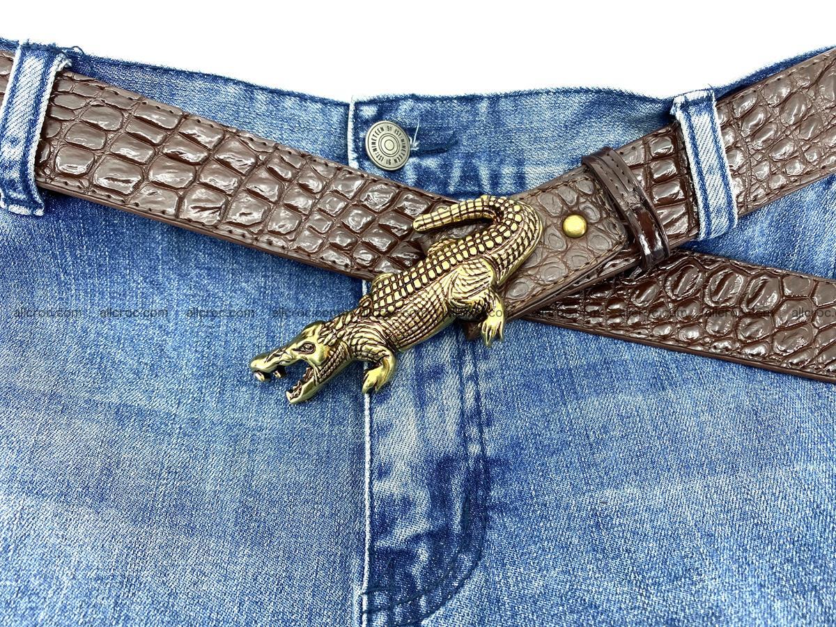 Handcrafted Crocodile leather belt 757 Foto 6