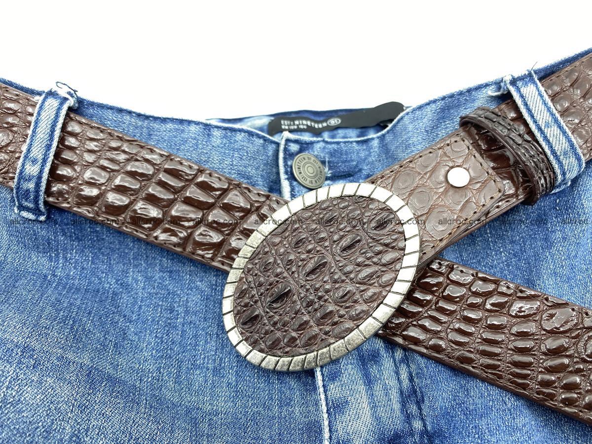 Handcrafted Crocodile leather belt 772 Foto 7
