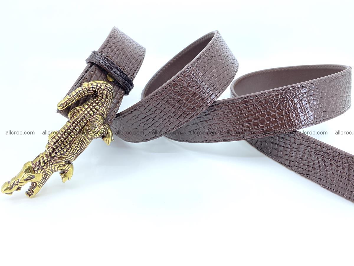 Handcrafted Crocodile leather belt 758 Foto 7