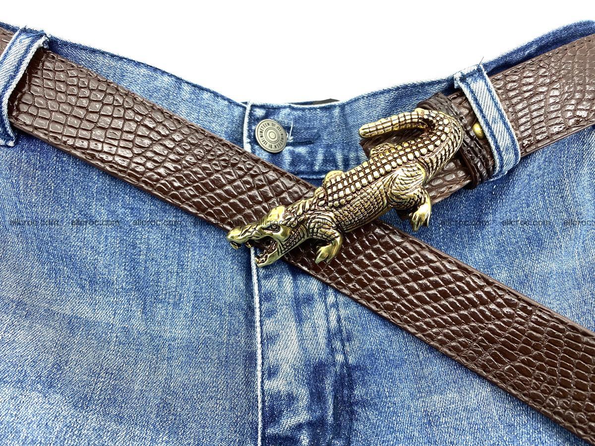Handcrafted Crocodile leather belt 758 Foto 9