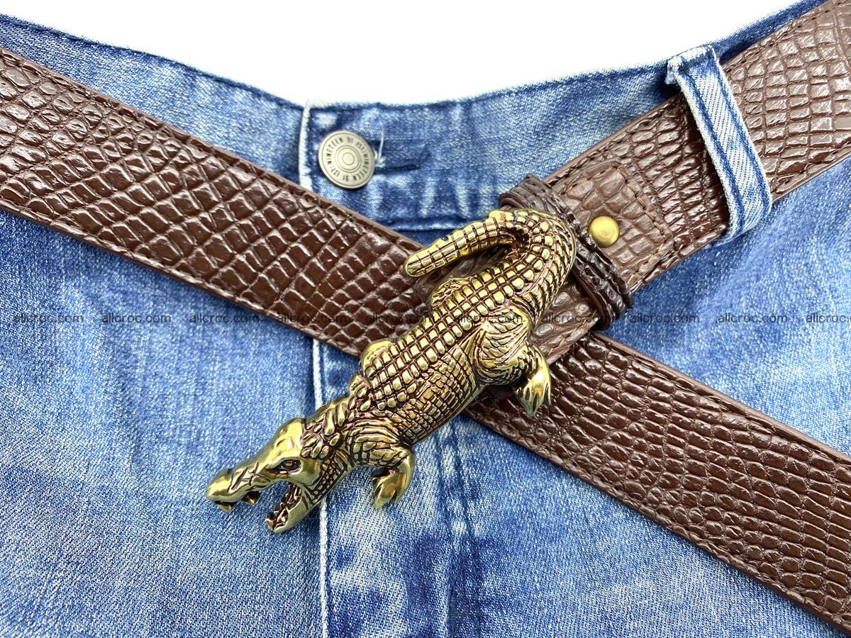 Handcrafted Crocodile leather belt 758 Foto 10