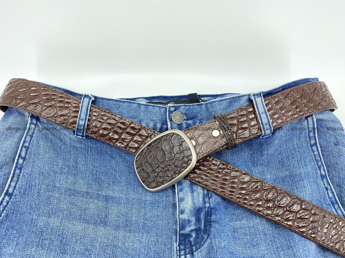 Handcrafted Crocodile leather belt 781 Foto 5