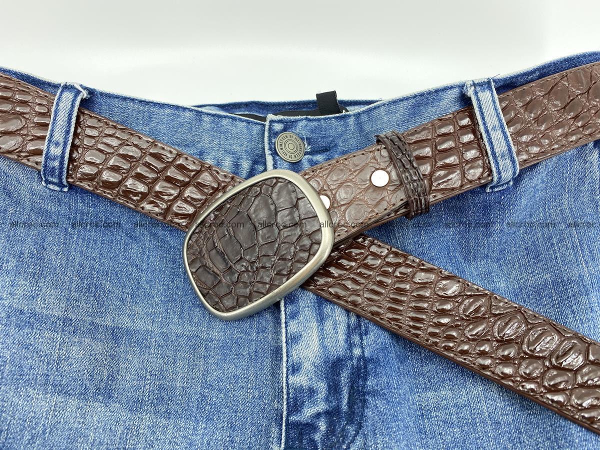 Handcrafted Crocodile leather belt 781 Foto 6